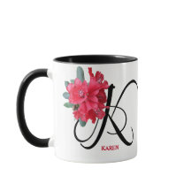 カスタマイズ可能なカレンの名前赤い花かわいらしガラス