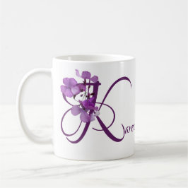 カスタマイズ可能なカレン名紫色の花フローラ コーヒーマグカップ