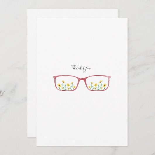 カスタマイズ可能なガラスおよびデイジーの挨拶状 サンキューカード (正面/裏面)