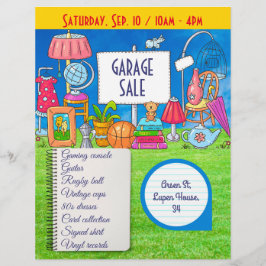 カスタマイズ可能なガレージ販売、ヤード販売の招待状 チラシ