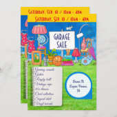 カスタマイズ可能なガレージ販売、ヤード販売の招待状 招待状 (正面/裏面)