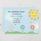 カスタマイズ可能なガーデンバースデーパーティーの招待 招待状 (正面/裏面)