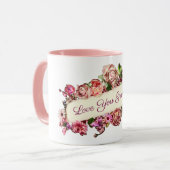 カスタマイズ可能なガーリーヴィンテージフローラ愛おばあちゃん マグカップ (正面左)