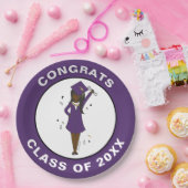 カスタマイズ可能なガールアバター |高校卒業 ペーパープレート (パーティー)