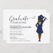 カスタマイズ可能なガールアバター |高校卒業 招待状 (正面/裏面)