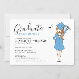 カスタマイズ可能なガールアバター |高校卒業 招待状