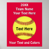 カスタマイズ可能なガールズソフトボールチームポスター ポスター (正面)