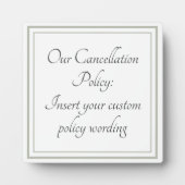カスタマイズ可能なキャンセル通知/ポリシー フォトプラーク (正面)