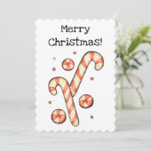 カスタマイズ可能なキャンディーケーン – Merry Christmas Card シーズンカード (スタンド正面)