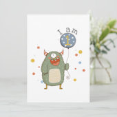 カスタマイズ可能なキュートなモンスターの風船の誕生日 招待状 (スタンド正面)