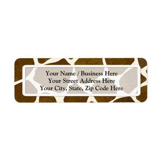 カスタマイズ可能なキリンプリント差出人住所ラベル ラベル (正面)