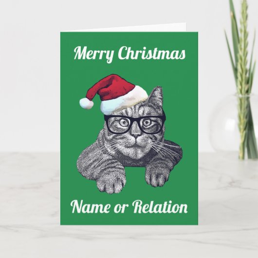 カスタマイズ可能なギーク猫クリスマスカード シーズンカード (正面)