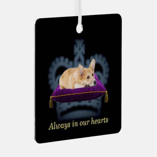 カスタマイズ可能なクイーン コーギー クッション クラウン メタルオーナメント (正面右)