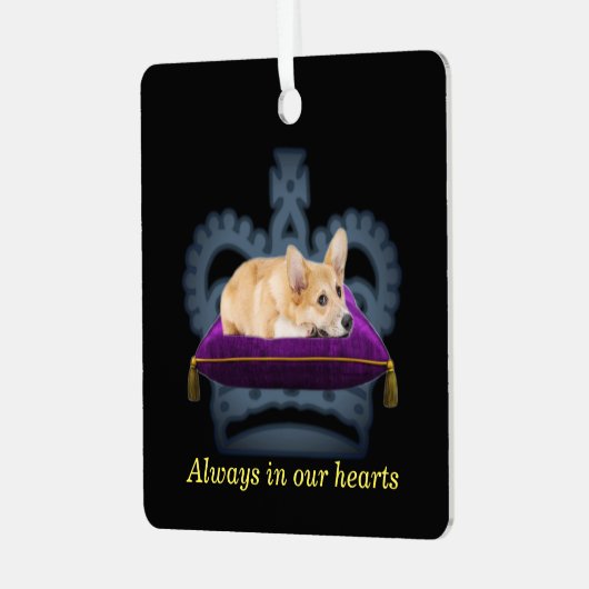 カスタマイズ可能なクイーン コーギー クッション クラウン メタルオーナメント (正面左)