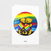 カスタマイズ可能なクマ愛カップルLGBTレインボーフラグ カード (裏面)