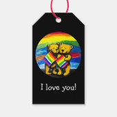 カスタマイズ可能なクマ愛カップルLGBTレインボーフラグ ギフトタグ (正面)