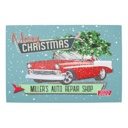 カスタマイズ可能なクラシックレトロカークリスマスホリデー メタルプリント