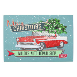 カスタマイズ可能なクラシックレトロカークリスマスホリデー メタルプリント