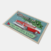 カスタマイズ可能なクラシックレトロ車メリークリスマス ドアマット (アングル)