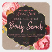 カスタマイズ可能なクラフトフローラ体スクラブラベル スクエアシール (正面)