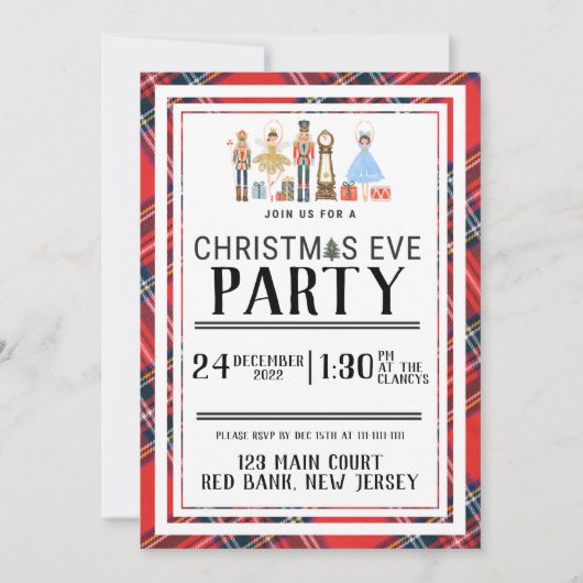 カスタマイズ可能なクリスマスくるみ割り招待状 招待状 (正面)