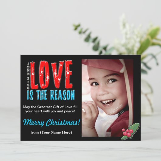 カスタマイズ可能なクリスマスの写真の挨拶状5x7 シーズンカード (スタンド正面)