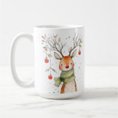 カスタマイズ可能なクリスマスの可愛いトナカイ コーヒーマグカップ (左)