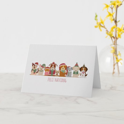 カスタマイズ可能なクリスマスの犬種たち カード (黄色い花)