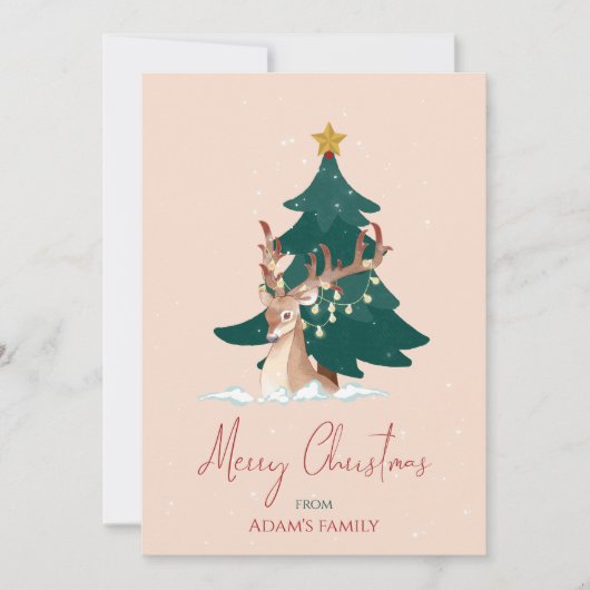 カスタマイズ可能なクリスマスの鹿 シーズンカード (正面)