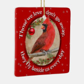 カスタマイズ可能なクリスマスの(鳥)ショウジョウコウカンチョウ愛する人を覚える セラミックオーナメント (右)