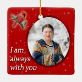 カスタマイズ可能なクリスマスの(鳥)ショウジョウコウカンチョウ愛する人を覚える セラミックオーナメント (裏面)