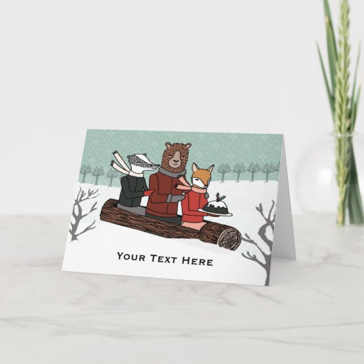 カスタマイズ可能なクリスマスのTobogganの乗車カード シーズンカード (正面)