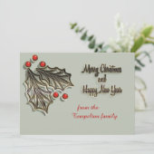 カスタマイズ可能なクリスマスカードの赤いヒイラギの果実 シーズンカード (スタンド正面)