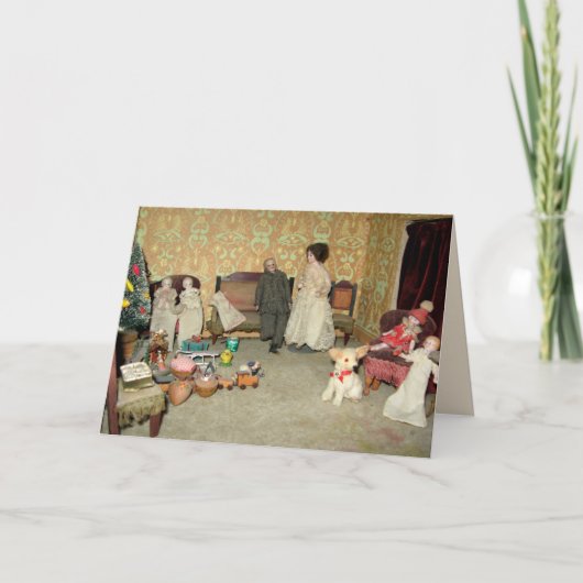 カスタマイズ可能なクリスマスカードのBisqueの人形- シーズンカード (正面)