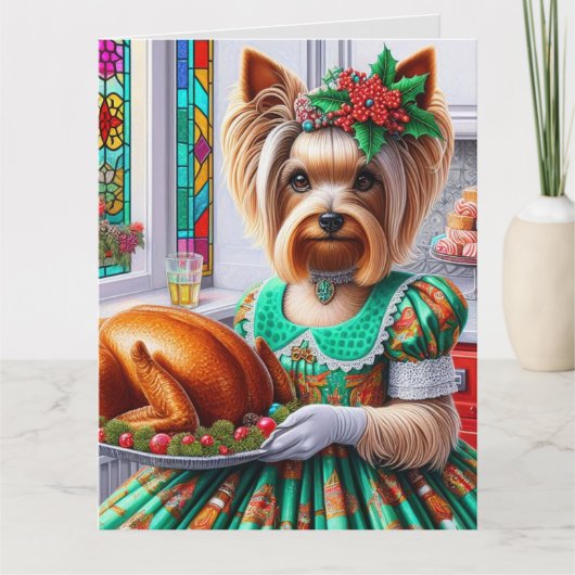 カスタマイズ可能なクリスマスカードシルキーテリア カード (正面)
