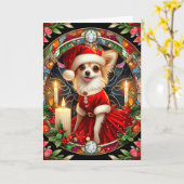 カスタマイズ可能なクリスマスカードチワフアサンタ カード (黄色い花)