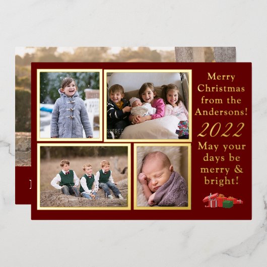 カスタマイズ可能なクリスマスカード 箔シーズンカード (正面/裏面)