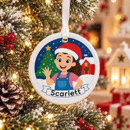 カスタマイズ可能なクリスマスガールのホリデージョイ オーナメント