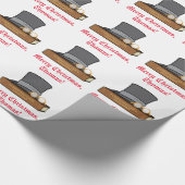 カスタマイズ可能なクリスマスキャロルのシルクハットの赤いバンド ラッピングペーパー (角)