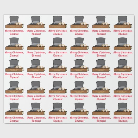 カスタマイズ可能なクリスマスキャロルのシルクハットの赤いバンド ラッピングペーパー (フラット)