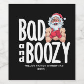 カスタマイズ可能なクリスマスギフト - Bad & Boozy ワインラベル (シングルラベル)