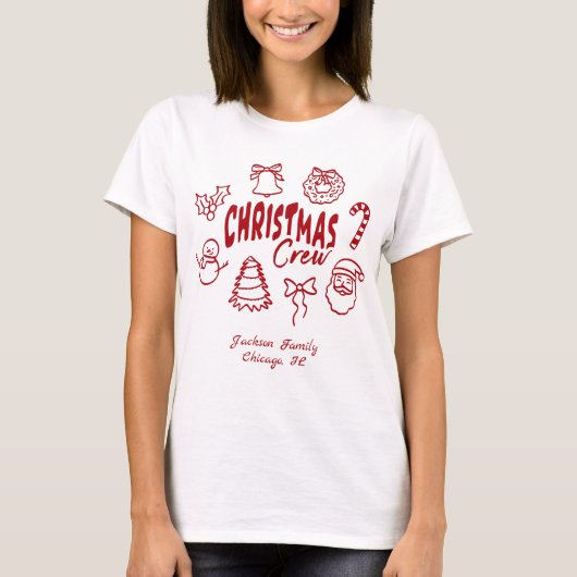 カスタマイズ可能なクリスマスクルー Tシャツ (正面)