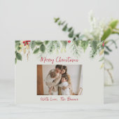 カスタマイズ可能なクリスマスグリーン メリークリスマス 招待状 (スタンド正面)