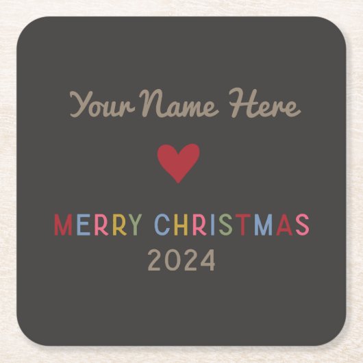 カスタマイズ可能なクリスマスコースター2024 スクエアペーパーコースター (正面)