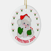 カスタマイズ可能なクリスマスサンタとキャンディカネス セラミックオーナメント (右)