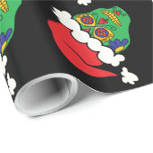 カスタマイズ可能なクリスマスサンタシュガースカル ラッピングペーパー (ロールコーナー)