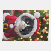 カスタマイズ可能なクリスマスサンタ爪 キッチンタオル (横)