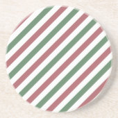 カスタマイズ可能なクリスマスストライプ コースター (正面)
