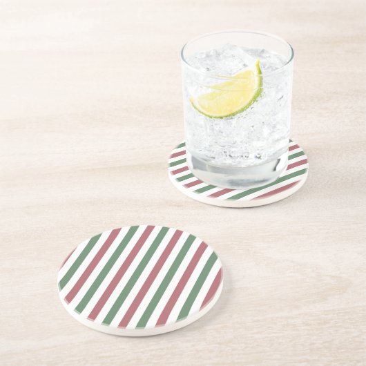カスタマイズ可能なクリスマスストライプ コースター (側面)