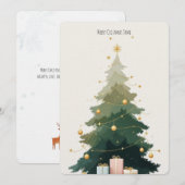 カスタマイズ可能なクリスマスツリーのホリデー招待状カード 招待状 (正面/裏面)